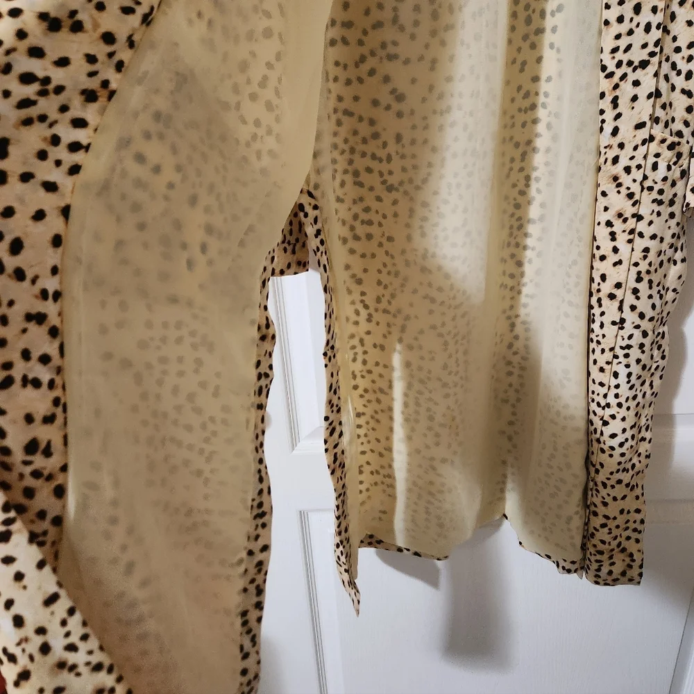 Cupcakes And Cashmere Leopard Print Long Cardigan Jacket Small